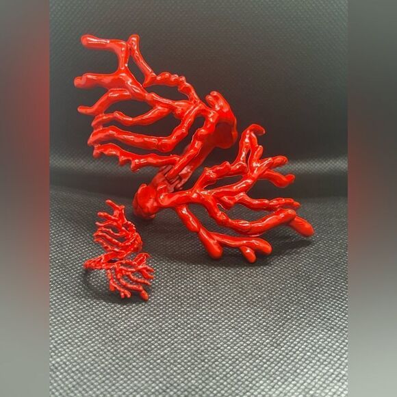 Zara Miro’s Coral Abstraction Bracelet and Ring Set-Bold And Unique - Picture 2 of 13